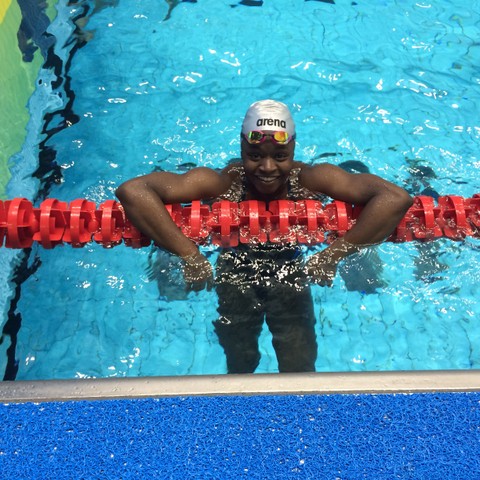 Bishop's Stortford College student Elinah Phillip at the World Swimming Championships in Budapest