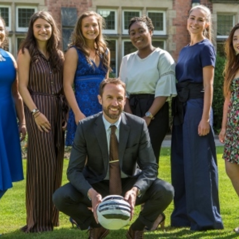 Mr Gareth Southgate and Upper Sixth Harrogate Ladies’ College pupils