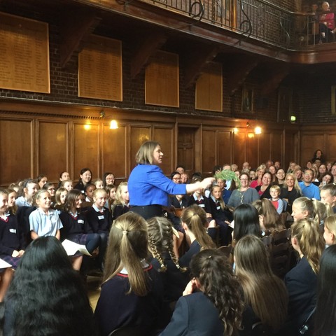 Chaplain Dr Wood blesses new girls in Godolphin's Senior school